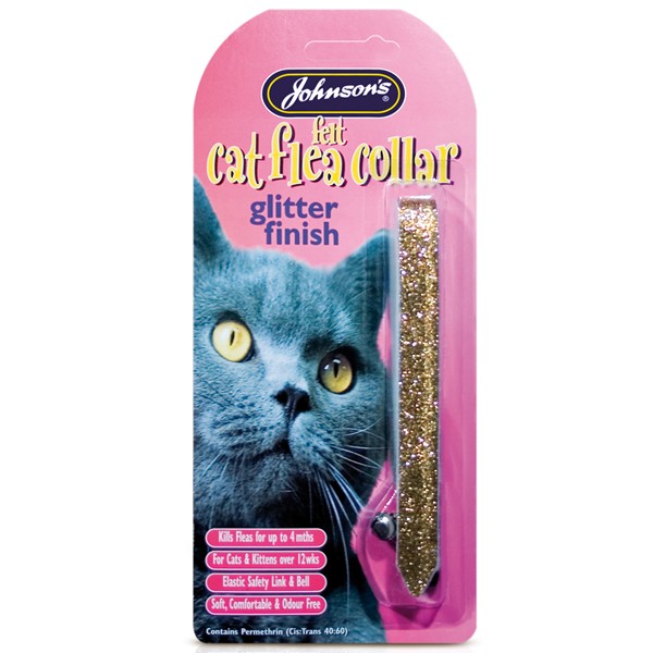 Johnsons Felt Glitter Cat Flea Collar Cat Flea Treatment Farm & Pet