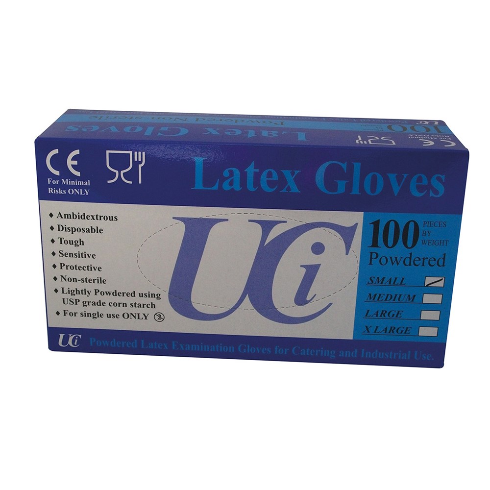 Disposable Shield Latex Gloves Medium Box of 100
