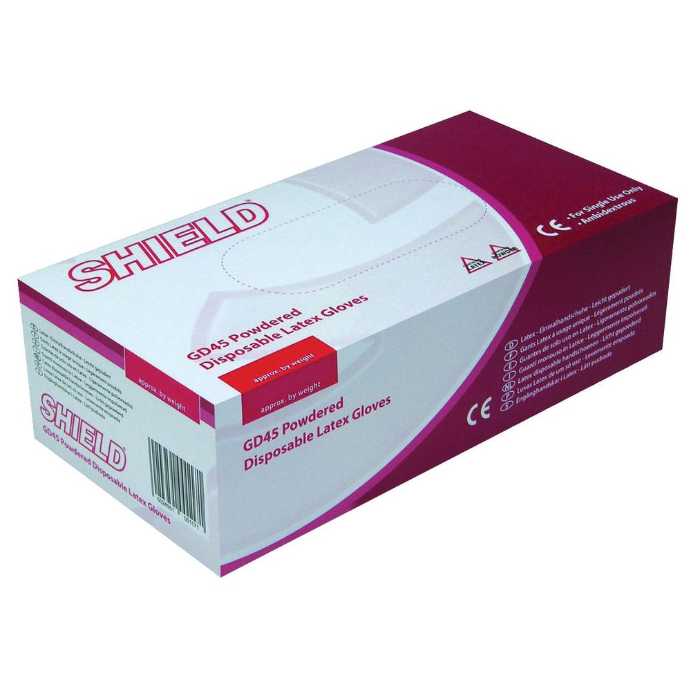 Disposable Latex Gloves Wrist Length Large Box of 100