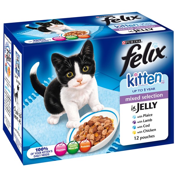Felix Pouch Multi Kitten Chunks in Jelly 12 x 100g