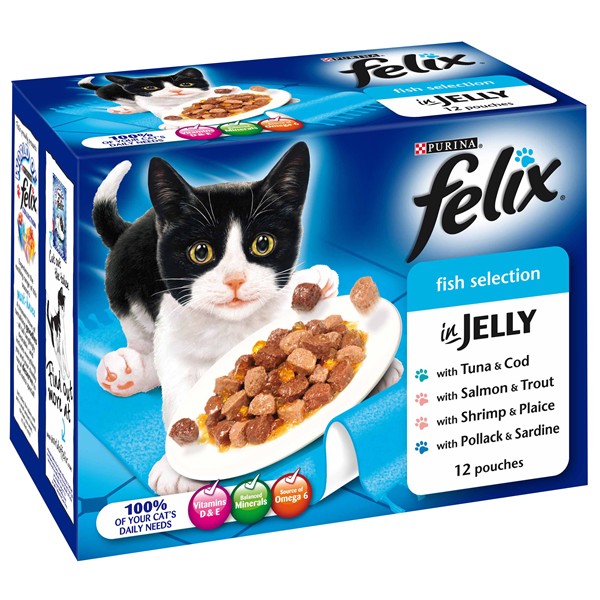 Felix Pouch Fish Selection Chunks in Jelly 12 x 100g
