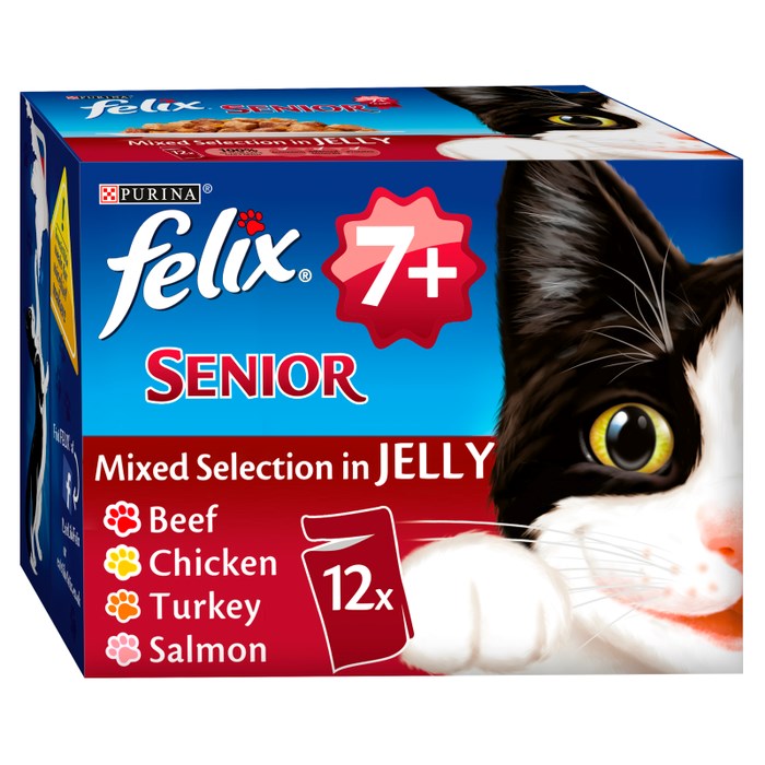 Felix Pouches Chunks in Jelly Mixed Selection Senior Cat Food 12x100g
