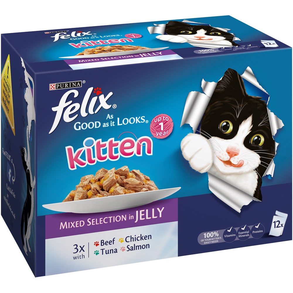 Felix As Good As It Looks Kitten Mixed Selection Jelly 12 x 100g