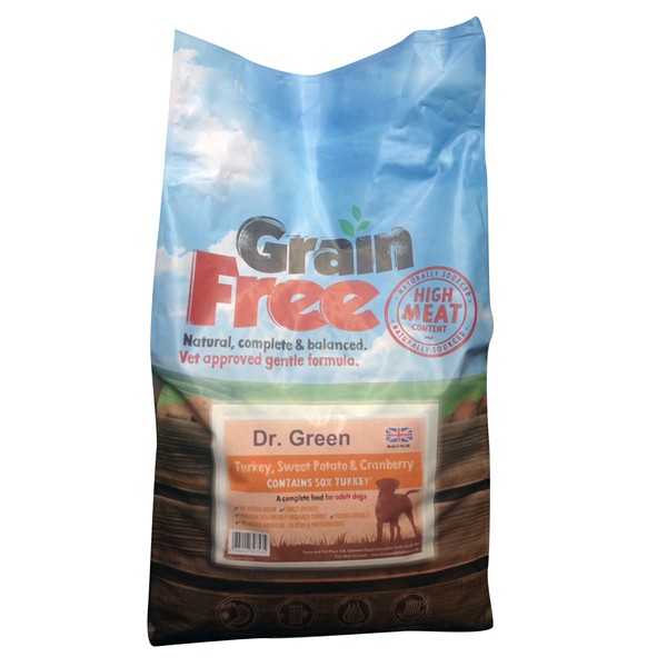 Dr Green Grain Free Dog Food Turkey Sweet Potato and Cranberry 12kg