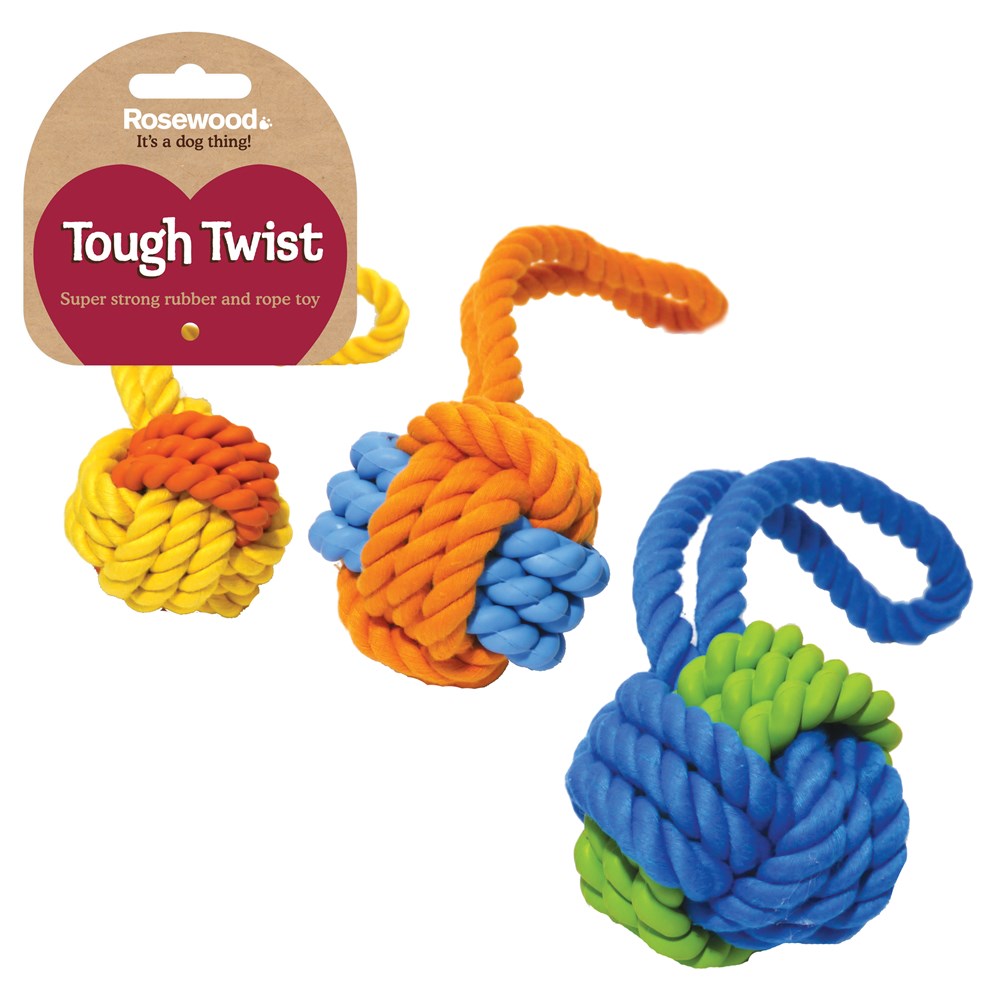 Rubber and Rope Ball Tug Small