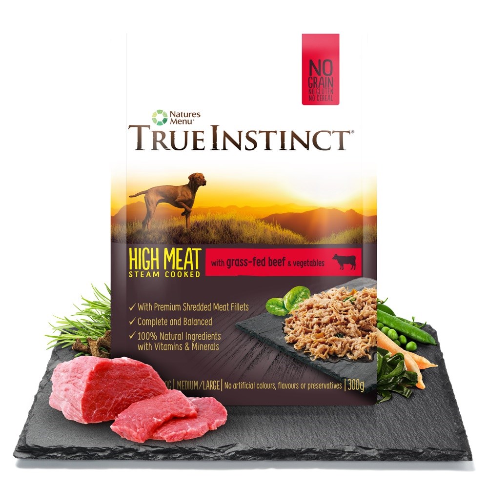 True Instinct High Meat Steam Cooked Beef Fillet Pouch 300g Wet Dog