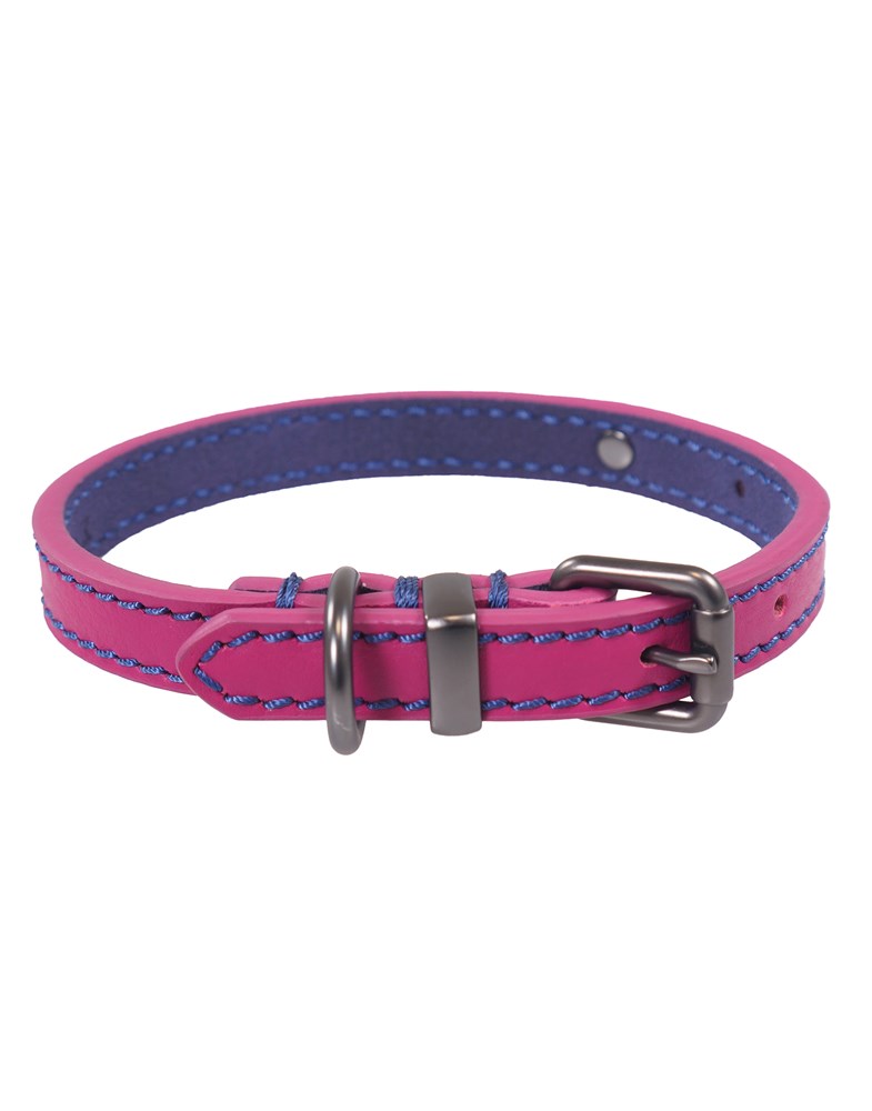 Joules Pink Leather Dog Collar Small