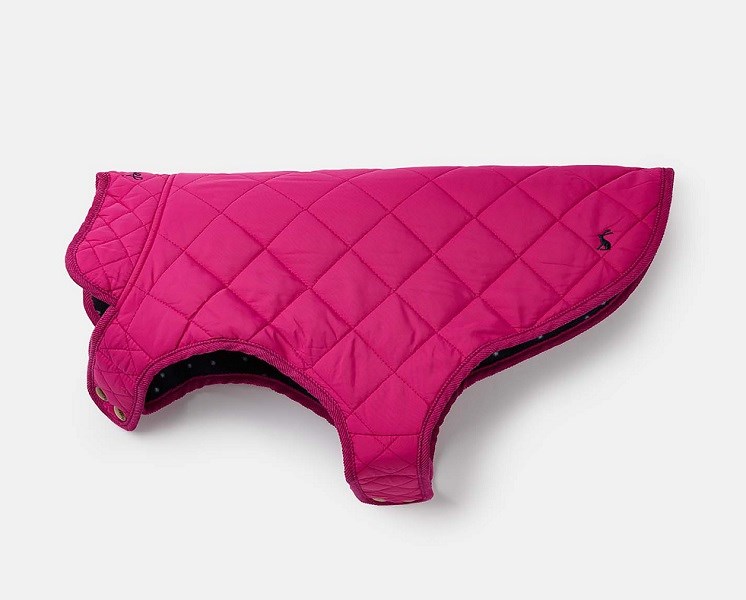 Joules Raspberry Quilted Dog Coat Small