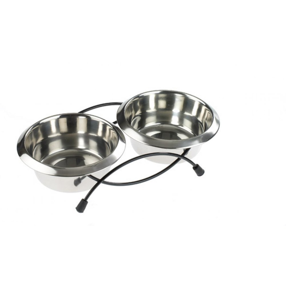 Classic Anti-Tip Twin Stainless Steel Dishes - 470ml