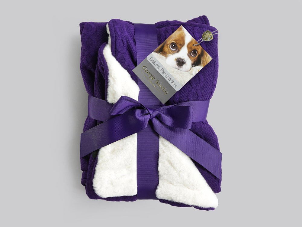 George Barclay Aran Knit Delux Pet Blanket Plum Large