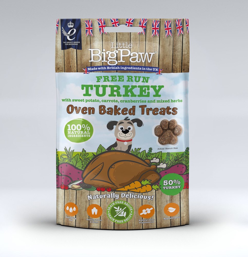 Little Big Paws Free Run Oven Baked Turkey Treats for Dogs 130g