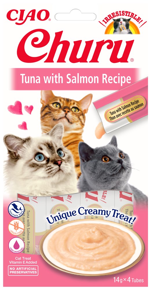 Churu- Licakable puree treat for cats in Tuna with Salmon flavour 4x14g