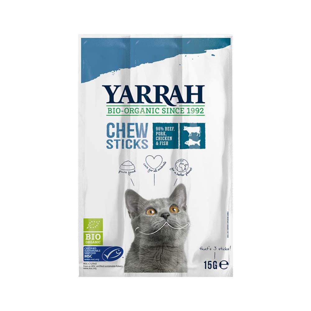 Yarrah Organic Cat Chew Sticks Fish With Spirulina & Seaweed 15g