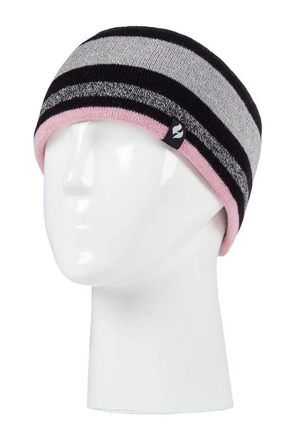Heat Holders Ladies Vail Ribbed Headband Black/Pink