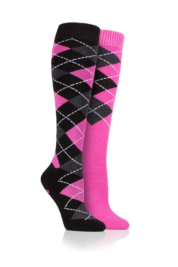 Storm Bloc Lingfield Horse Twin Pack Adult Long  Socks Black/Pink