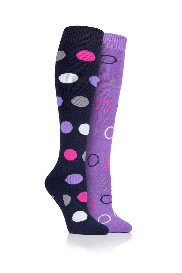 Storm Bloc Beverley Equine Twin Pack Adult Long Socks Navy/Lilac