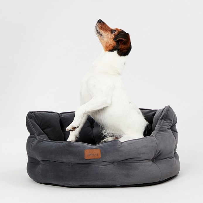 Joules Chesterfield Pet Bed Grey Small