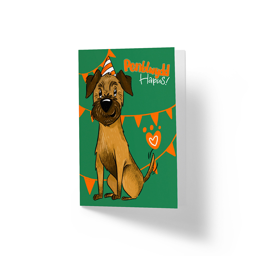 Happy Birthday Pen Blwydd Hapus Border Terrier