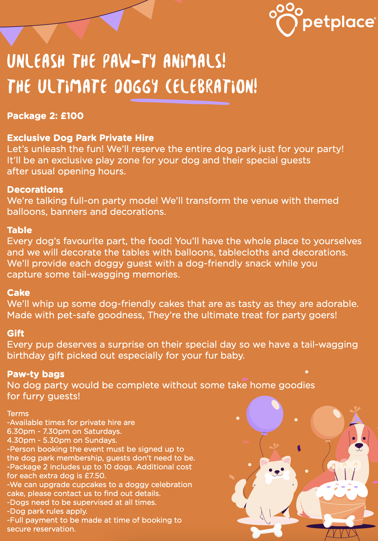 Dog Birthday Party Packages